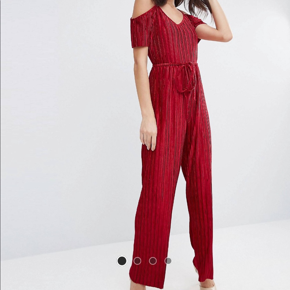 Cold Shoulder Velvet Culotte Jumpsuit